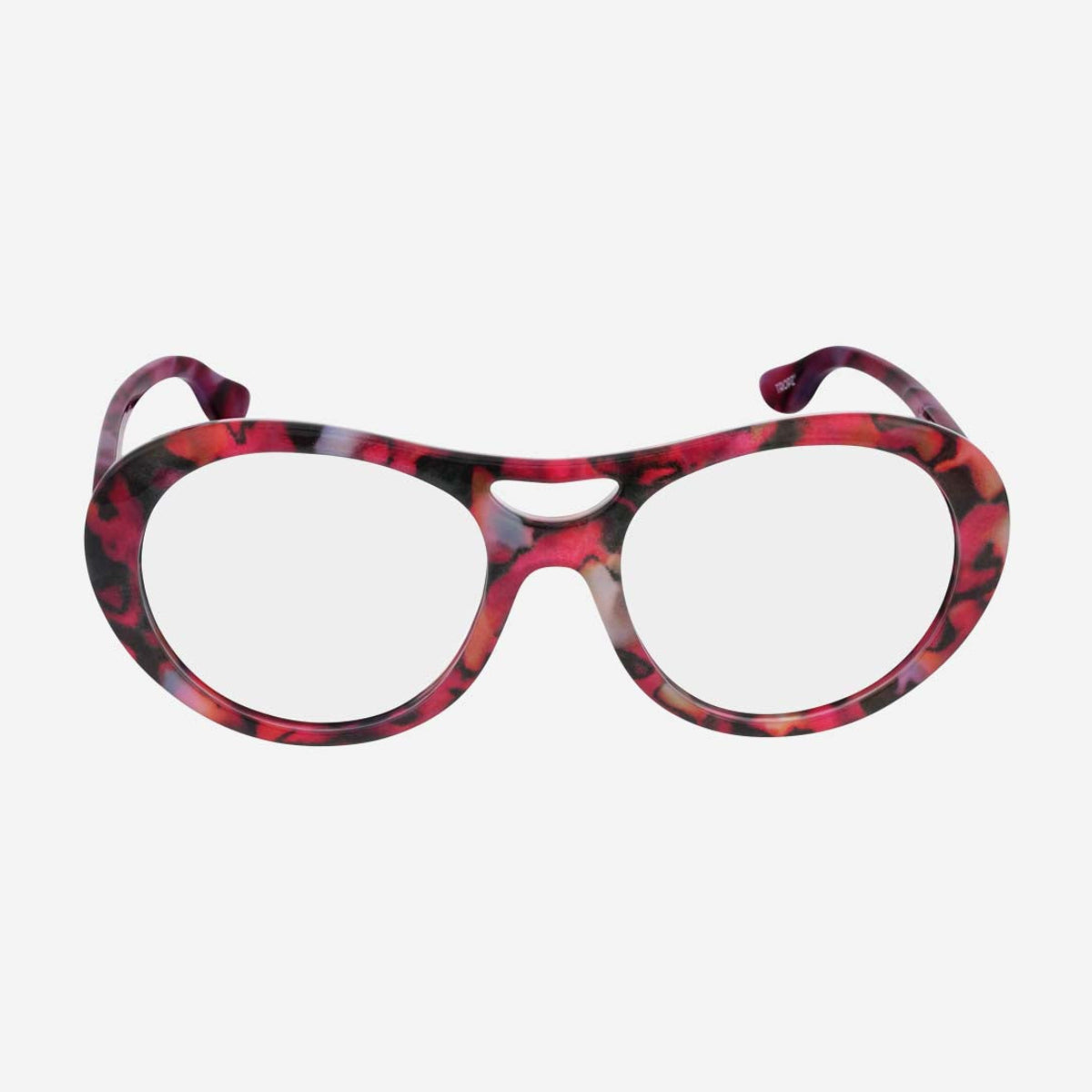 Lunettes de lecture aviateur TROPZ T52 Aurore, monture écaille rose, rouge et noire, modèle femme