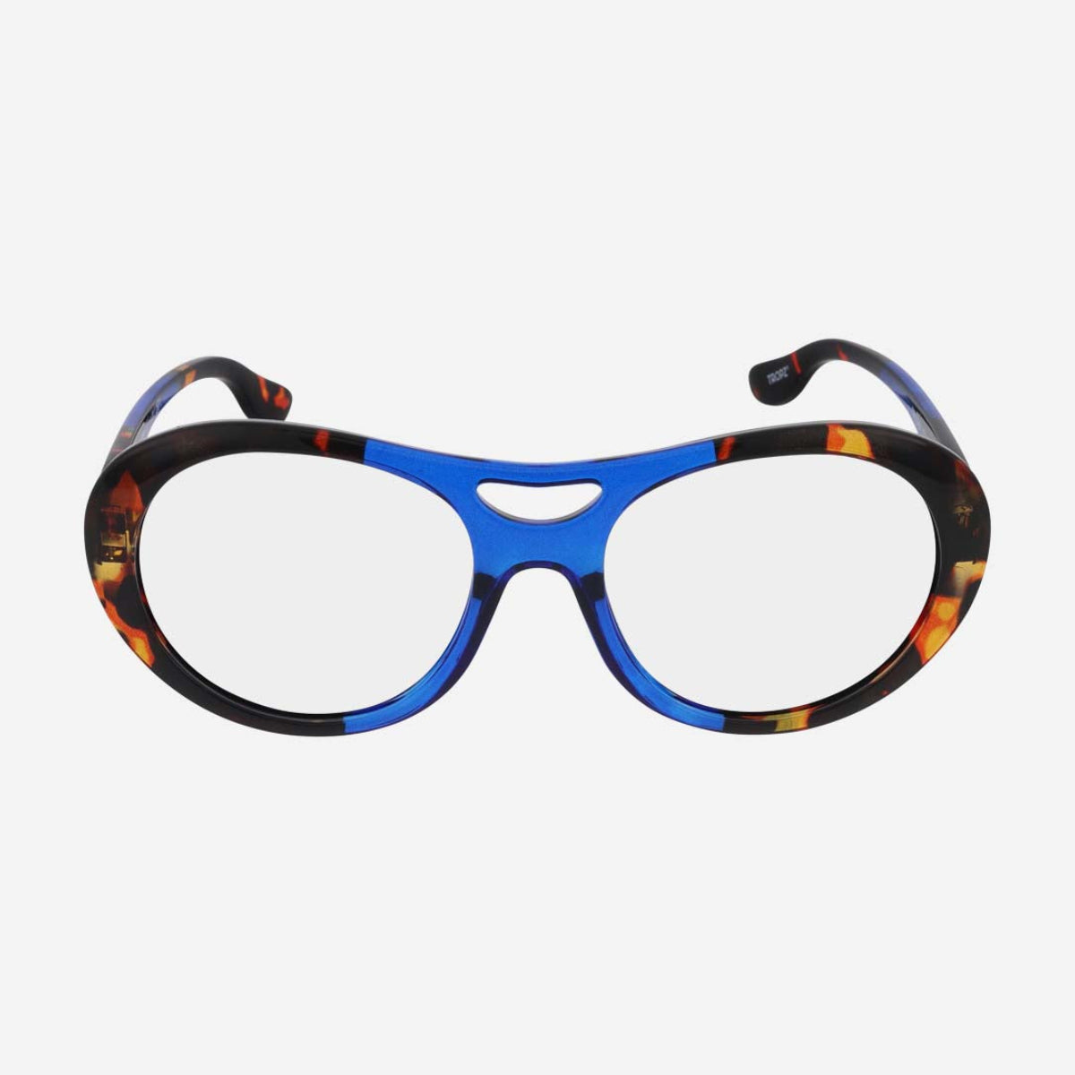 Lunettes de lecture aviateur TROPZ T52 Ocean, monture bleue et écaille multicolore, modèle femme