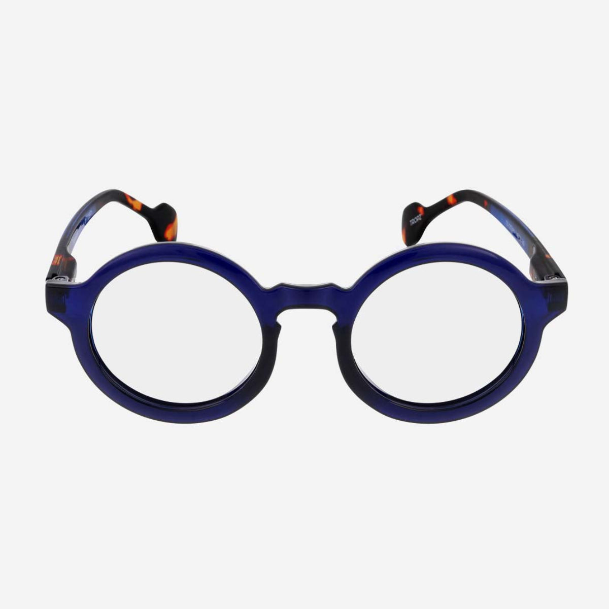 Lunettes de lecture rondes TROPZ T51 Ocean, monture bleu marine et branches écaille, modèle mixte homme et femme