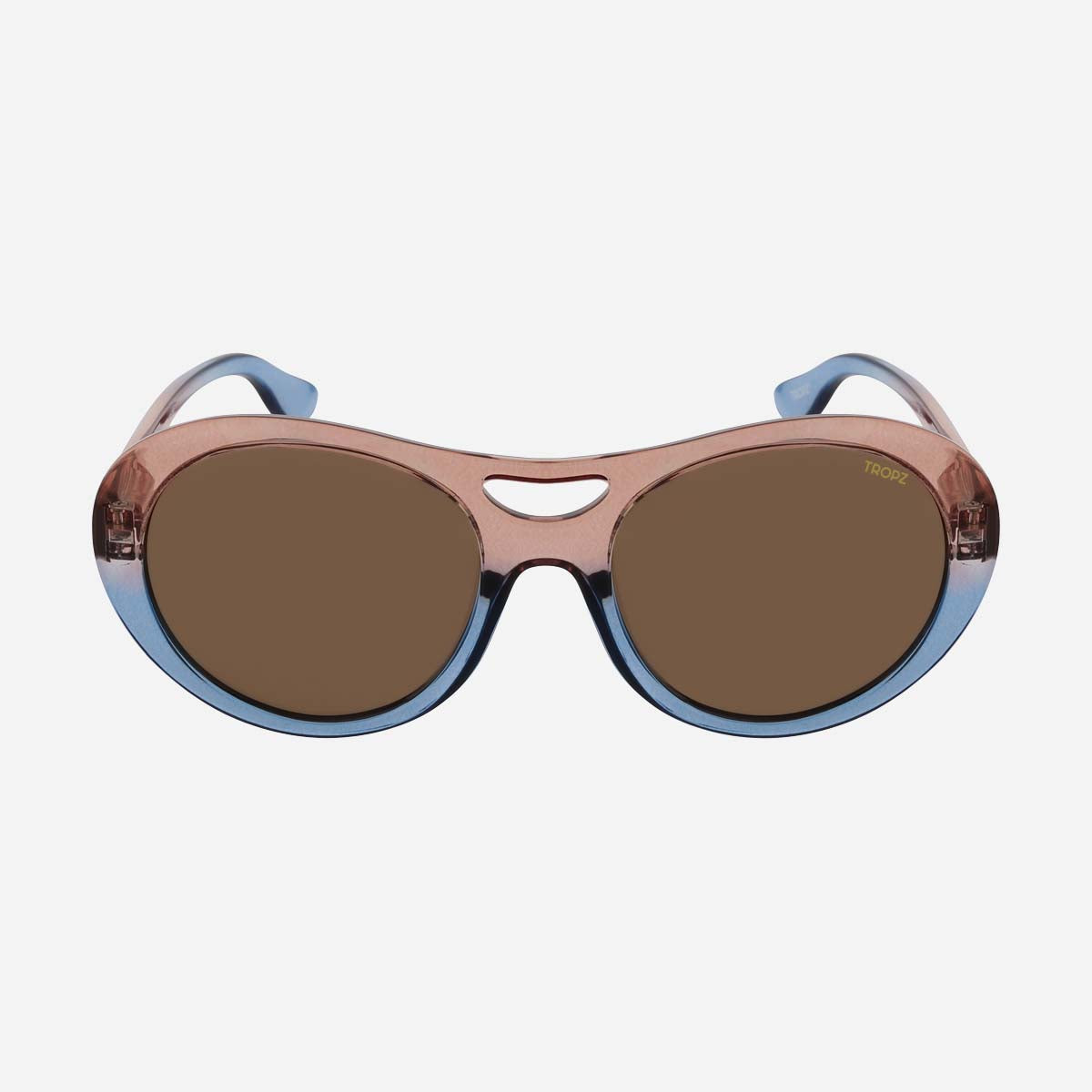Lunettes de soleil polarisées aviateur TROPZ T52 Horizon, monture rose et bleue, verres bruns, femme