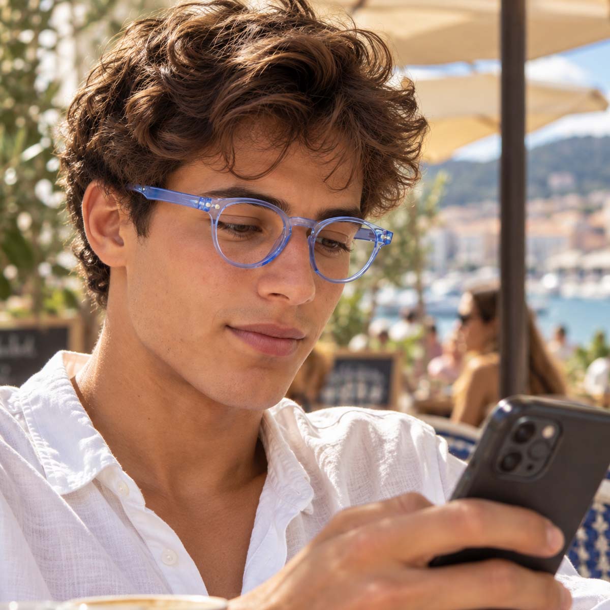 Lunettes de lecture écran anti-lumière bleue bleu transparent, monture ronde unisexe pour homme et femme, adaptées à la presbytie.