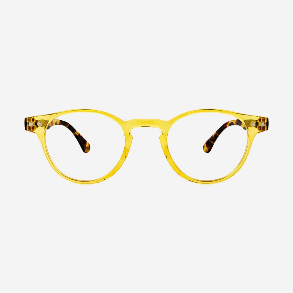 Lunettes de lecture anti-lumière bleue jaune transparent et écaille, modèle unisexe pour homme et femme avec branches fines, idéal pour le travail sur écran.
