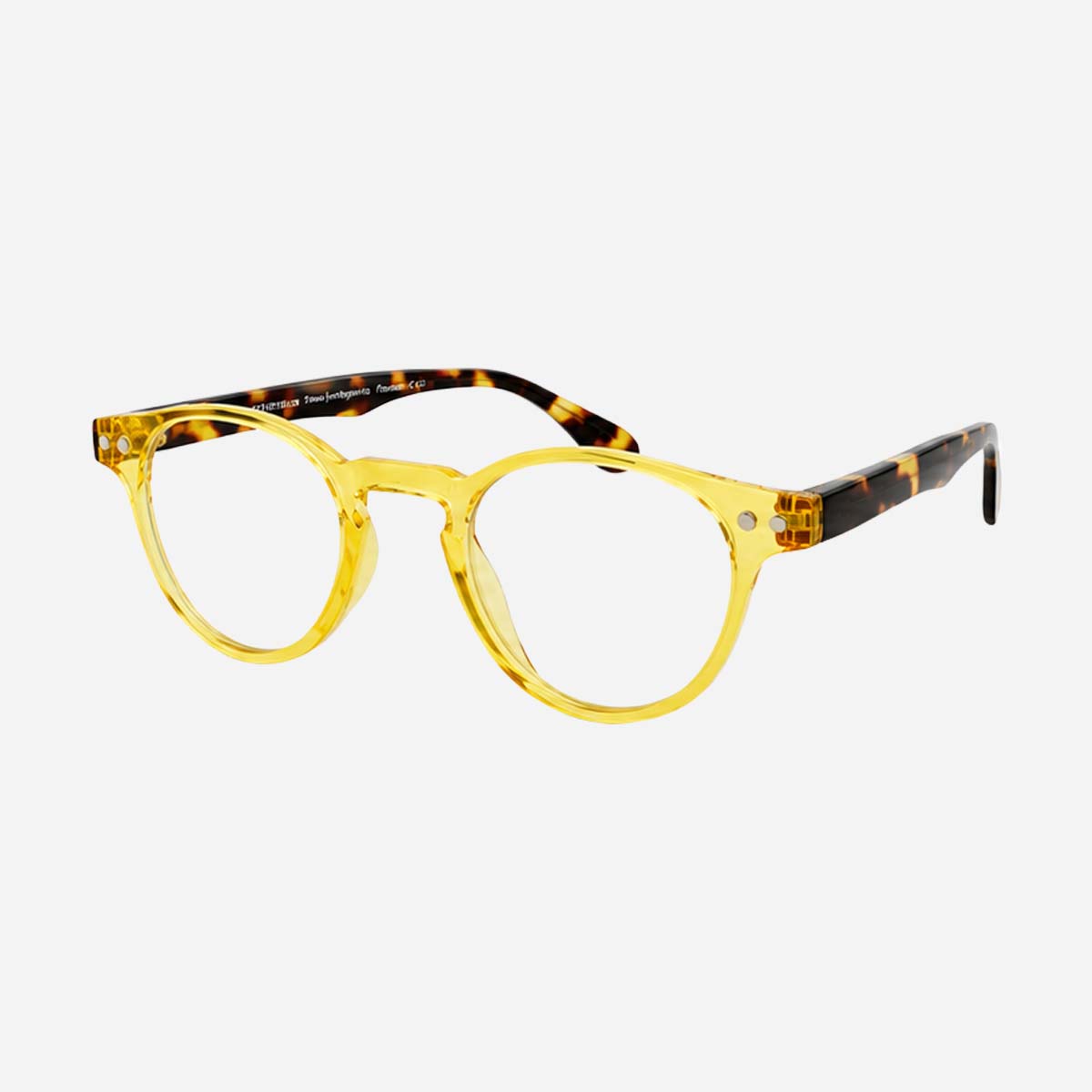 Lunettes de lecture anti-lumière bleue jaune transparent et écaille, modèle unisexe pour homme et femme avec branches fines, idéal pour le travail sur écran.