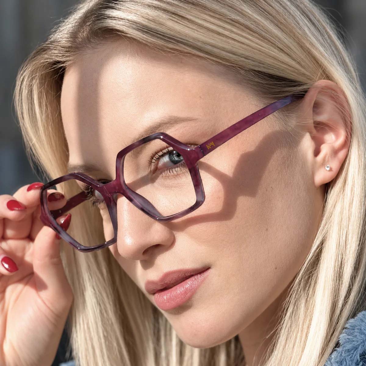 Lunettes de lecture K50 à forme hexagonale, monture légère et originale avec branches flexibles, pour corriger la presbytie.