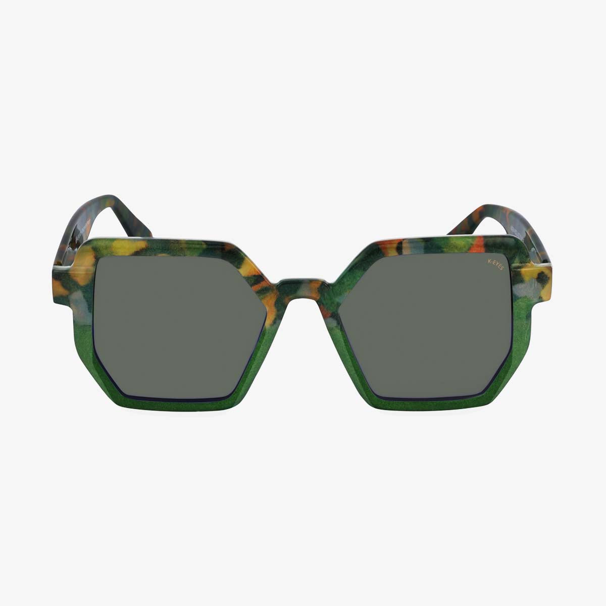 lunettes-de-soleil-protection-uv-originale-oversized-octogonale-écaille-vert-sunglasses-polarised-tortoiseshell-green-k42-bambou