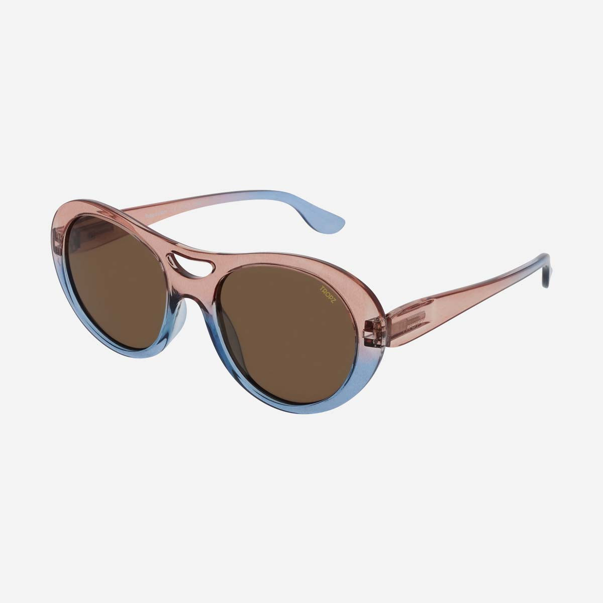 Lunettes de soleil polarisées aviateur TROPZ T52 Horizon, monture rose et bleue, verres bruns, homme et femme
