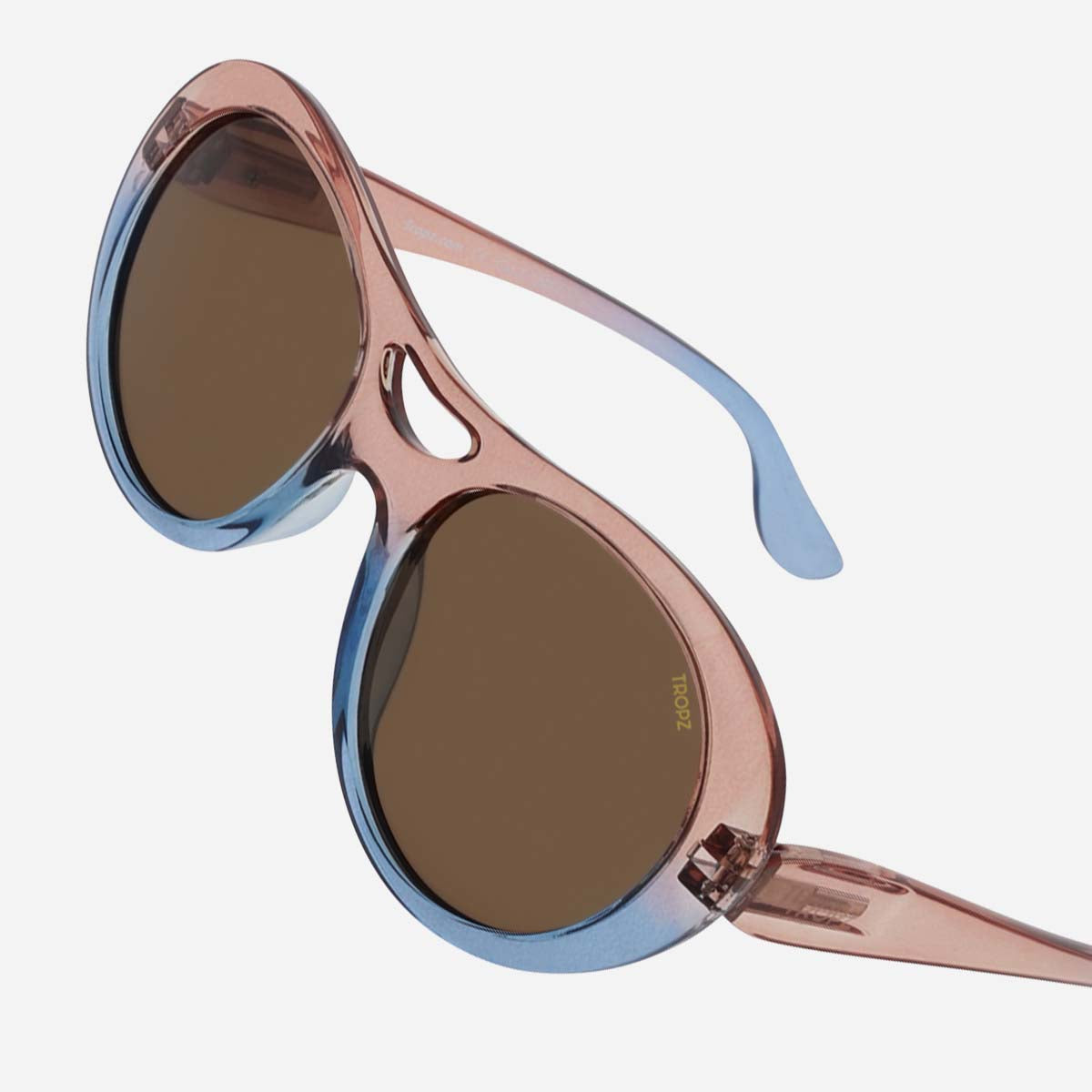 Lunettes de soleil polarisées aviateur TROPZ T52 Horizon, monture rose et bleue, verres bruns, homme et femme