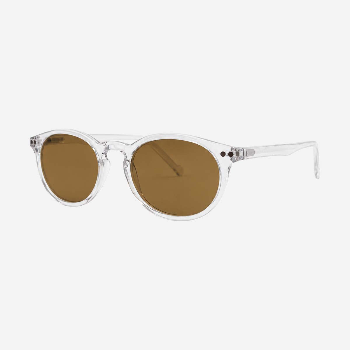 Lunettes de lecture solaires rondes, petite monture fine transparente avec verres teintés catégorie 2.
Round reading sunglasses, slim clear frame with category 2 tinted lenses.