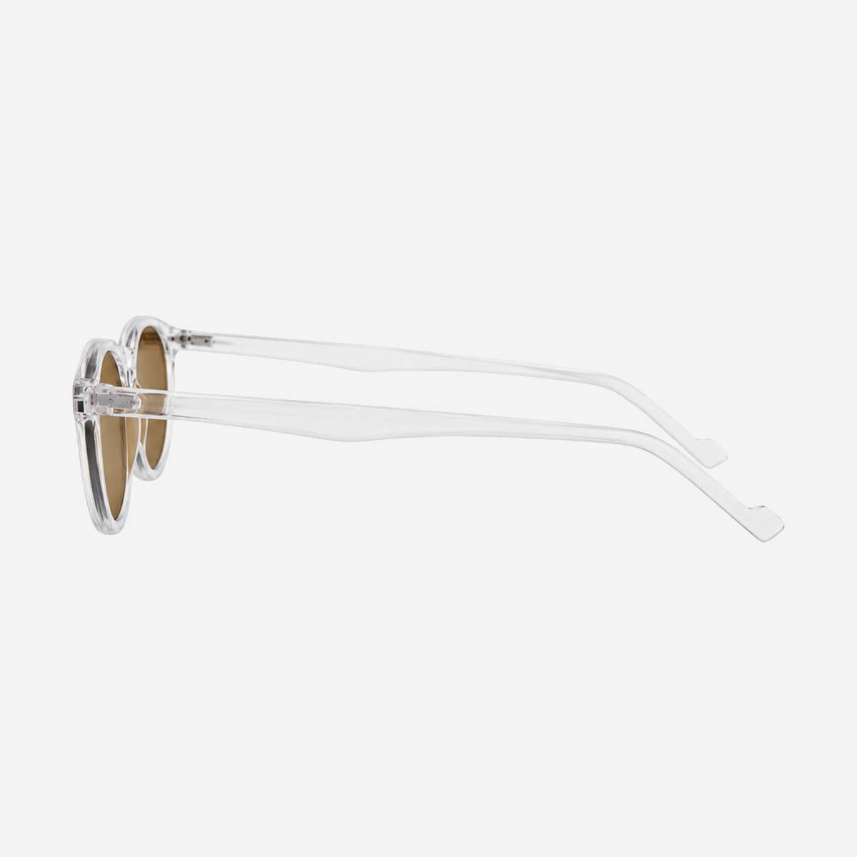 Lunettes de lecture solaires rondes, petite monture fine transparente avec verres teintés catégorie 2.
Round reading sunglasses, slim clear frame with category 2 tinted lenses.